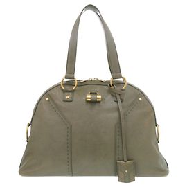 Bolsa de couro Yves Saint Laurent Muse Verde oliva