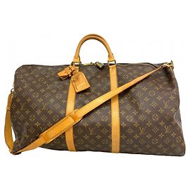 Sac Boston Louis Vuitton Monogram Keepall Bandoulière 60 Marron