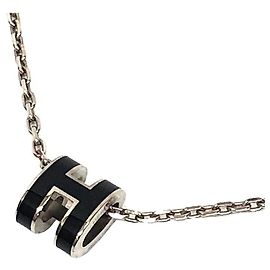 Collar H Chain Mini Pop de Hermès Negro Plata