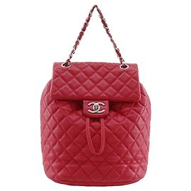 Chanel Matelasse Red Leather Backpack Red