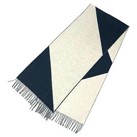 Hermès Cashmere Schal in Hellgrau und Marineblau Grau Marineblau
