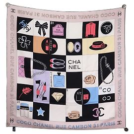 BUFANDA CHANEL CC TIMELESS CAMBON CAMELIA COCO 90 DE SEDA Multicolor