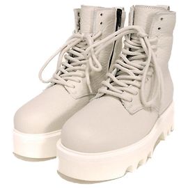 Botas de couro de bezerro em relevo Furla Rita Army Branco