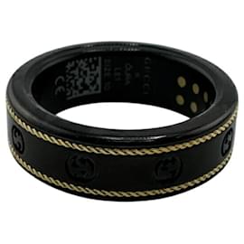Anillo Aura GUCCI entrelazado G negro unisex Negro