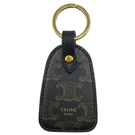 Céline CELINE Charm Macadam Triomphe Keychain Wallet Brown Golden