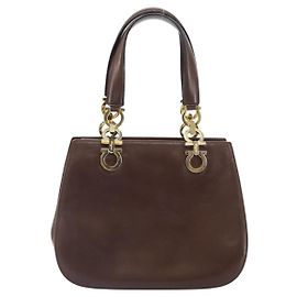 Bolsa Gancini de couro Salvatore Ferragamo Marrom