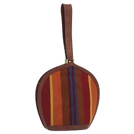 Céline Bolsa de mão CELINE em lona e couro multicolorida dourada Auth 149838 Multicor Dourado