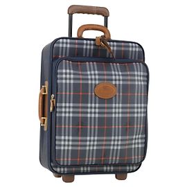 Mala de transporte Burberrys Nova Check em PVC couro azul marinho e dourado Auth bs33020 Dourado Azul marinho