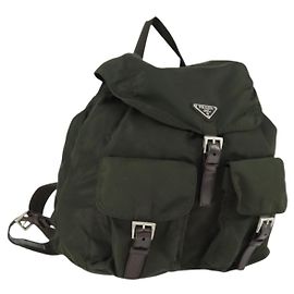 PRADA Rucksack aus Nylon Khaki Silber authentisch 165432 Silber Khaki