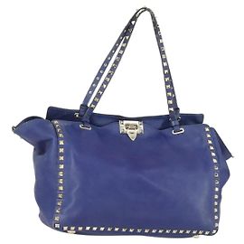 VALENTINO Bolsa de mão de couro roxa e dourada Auth bs32859 Dourado Roxo