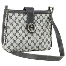 Gucci Borsa a Spalla GG Supreme PVC Blu Auth 169045 Blu navy