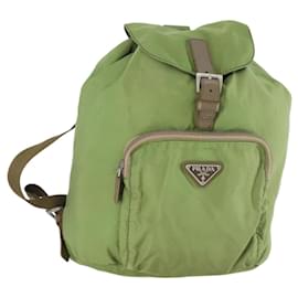 PRADA Backpack Nylon Green Silver Auth 165488 Silvery Green