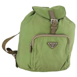 Sac à dos PRADA en nylon vert argent authentique 165488 Argenté Vert
