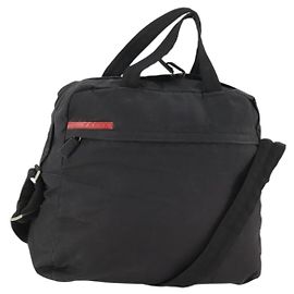 PRADA Sports Hand Bag Nylon 2way Black Silver Auth mr1877 Black Silvery