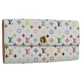 LOUIS VUITTON Pochette Porta Moeda Multicolorido Crédito Branco M60004 Auth 169823V Branco