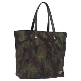 PRADA Camouflage Tote Bag Nylon Khaki Auth gh1628 Khaki