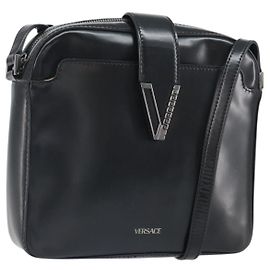 VERSACE Shoulder Bag Patent leather Black Auth BA9919 Black