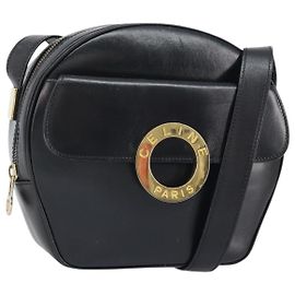 Borsa a Spalla CÉLINE Circle in Pelle Nera e Oro Auth 171411V Nero D'oro