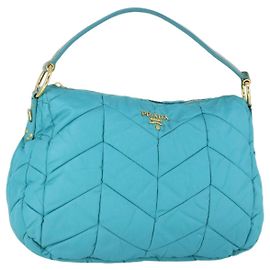 Borsa a Spalla PRADA Nylon Blu Oro Auth 169057V Blu D'oro