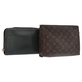 LOUIS VUITTON Clutch Monogram Taiga 2 Set Verde LV Auth ka2098 Verde Monograma