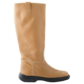 Tod's Brown Leather Riding Boots Brown