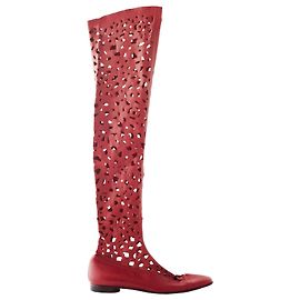 Botas sobre la rodilla perforadas Romeo Gigli Roja