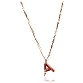 Autre Marque Mini A Anhänger aus rotem Emaille mit Diamanten aus Roségold Andere