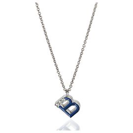 Autre Marque Pendente Mini Iniziale B in Oro Bianco e Diamanti Navy Altro