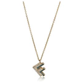 Autre Marque Initial F Anhänger aus Gelbgold, Diamant und grünem Emaille Andere