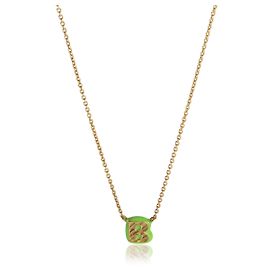 Autre Marque Mini Initial B Anhänger aus Gelbgold mit grünem Emaille Andere