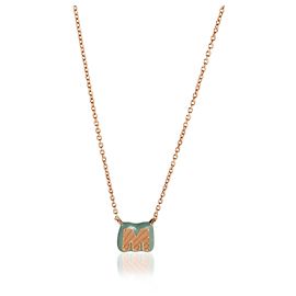 Autre Marque Pendente Mini M in Smalto Blu e Oro Rosa Altro