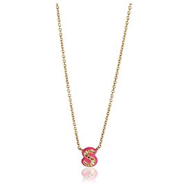 Autre Marque Mini Initial S Anhänger aus Gelbgold mit heißem pinkem Emaille Andere