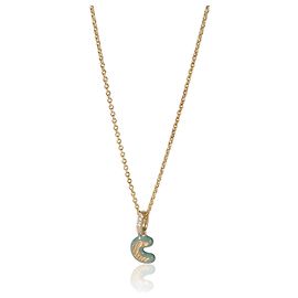 Autre Marque Mini Initial C Anhänger aus Gelbgold, Diamant und blauer Emaille Andere