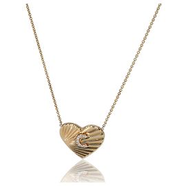Autre Marque Herzanhänger aus Gelbgold mit Diamant und Initiale C Andere