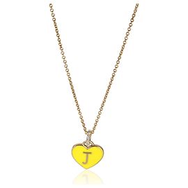 Autre Marque Herzanhänger aus Gelbgold mit Diamant und gelbem Email, Initiale J Andere