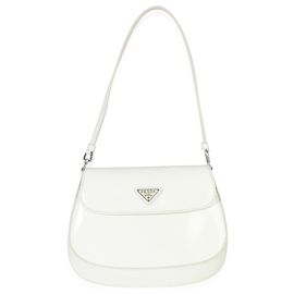 Prada White Brushed Leather Small Cleo White