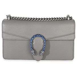 Bolsa de Ombro Dionysus Pequena em Couro de Bezerro Texturizado Cinza Sujo da Gucci Marrom