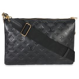 Louis Vuitton Black Monogram Embossed Lambskin Coussin MM Black