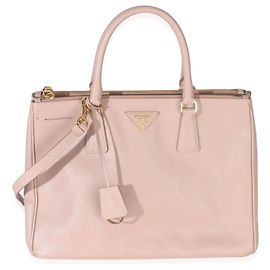 Prada Beiger Saffiano Lux Galleria Medium Double Zip Tote Beige