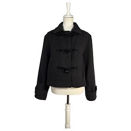 Massimo Dutti Short gray coat with horn button Grey