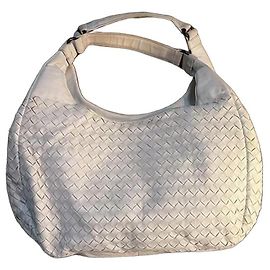 Bottega Veneta White Woven Leather Handbag White