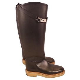 Bottes Hermès "Faustine" noires, taille 39 Noir