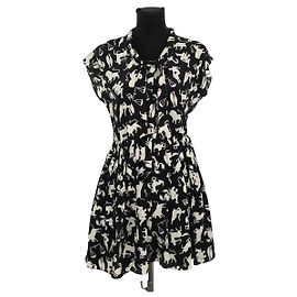 Saint Laurent Schwarzes Seidenkleid Schwarz