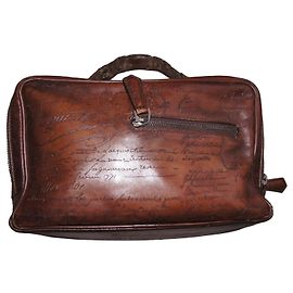 Berluti Leather Handbag Brown Brown