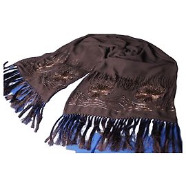 Stola Emanuel Ungaro in seta con ricami in strass marrone Marrone