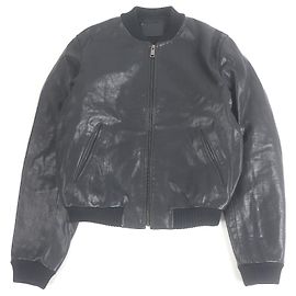 Giacca bomber Prada in pelle di vitello Grigio Grigio antracite