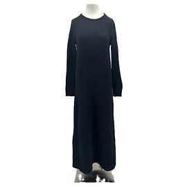 Autre Marque Vestido longo de lã preta Preto