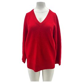 Autre Marque Suéter vermelho de lã com decote em v Vermelho