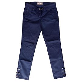 Vaqueros Galliano Azul Marino Algodón Elastano Tiro Bajo Azul marino