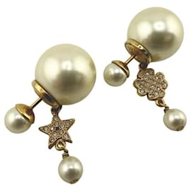 Asymmetrische Tribal-Ohrringe Star Clover von Christian Dior Weiß Golden